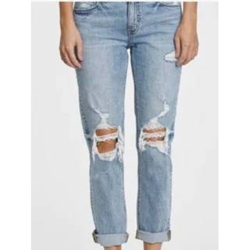 Eunina Women's Size 13 Blue Jeans Frankie Low Rise Girlfriend Distressed